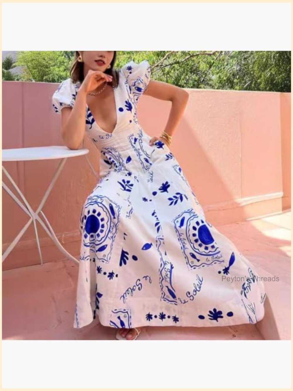 Slim Fit A-Line Floral Maxi Dress with Pockets - Picture 3 of 6
